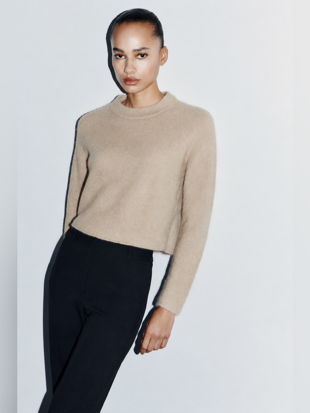 ZARA Cropped Alpaca Wool Blend Sweater Size Small